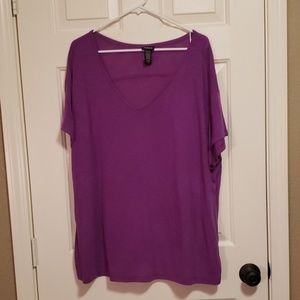 Torrid Raspberry V Neck Burnout Tee Size 3X